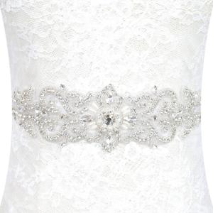 Rhinestone Belt Bridal Crystal Pearl Wedding Sash Bead Trim Women Gowns Sash (White)