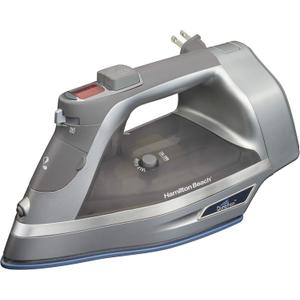 Hamilton Beach Steam Iron & Vertical Steamer for Clothes with Scratch-Resistant Durathon Soleplate, Digital Temperature Control, 8 Retractable Cord, 3-Way Auto Shutoff, Anti-Drip, 1700 Watts, Silver