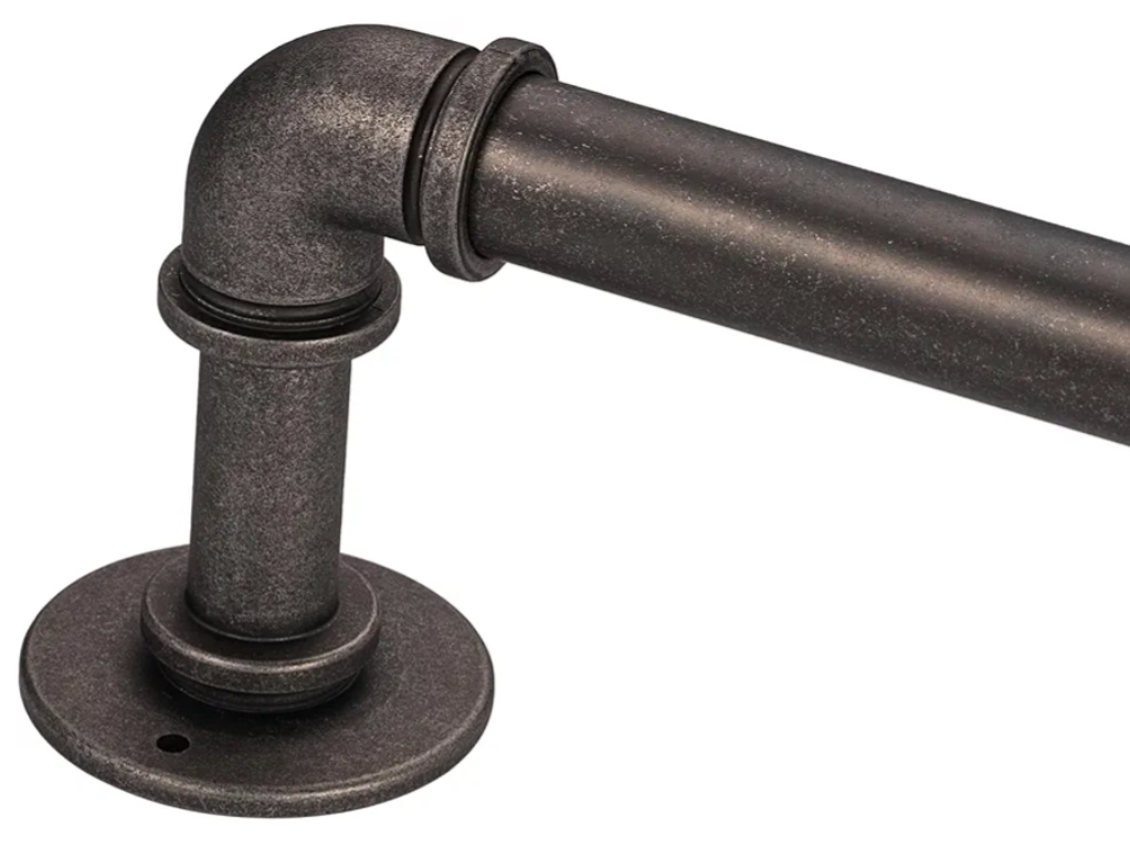 Industrial Curtain Rods for Windows 18 to 88 Inch, 1 Inch Diameter Adjustable Blackout Heavy Duty wrap around metal easy install lightweight Drapery Rods with Aluminium Finials, Cobalt Silver