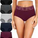Altheanray Womens Underwear Cotton Panties for Women High Waisted Lace Ladies Briefs Hipster Breathable Soft Bikini Panty Medium