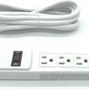 Wall Mount Power Strip With 2 USB Ports and 4 AC Outlets - 6.56 FT Extension Cord, Flat Plug, Mountable
