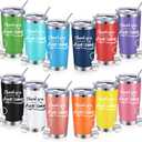 Sieral 24 Pieces Thank You for Being Awesome Tumbler, Thank You Supplies for Women Men 20oz Insulated Stainless Steel Travel Tumbler with Lid and Straw Appreciation Gift with Keychain (Multicolor)