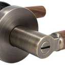 Walnut Wood Privacy Door Lever - Reversible Keyless Locksets Door Handles for Interior Bedrooms&Bathrooms Room Door Lock Zinc Alloy Base (1 Pack, Antique Brass, Privacy)