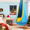 Y-STOP Kids Pod Swing Seat, Hanging Hammock Chair with Inflatable Pillow, Sensory Swing Chair with Pocket for Indoor and Outdoor (Blue Yellow)