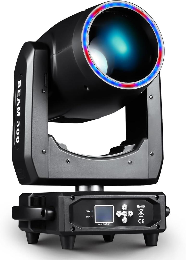 380W 19R Moving Head Light with Halo Effect, Zoom Stage Lights with 8+48 Prism, 13 Colors 14 Gobos, Professional DJ Lighting 19-Channel Sound RDM DMX512 for Club Party Show Disco Wedding Live