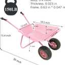 3T GROUP Girl Pink Wheelbarrow,Kids Gardening Tool Set,Children Toddler Metal Wheelbarrow Gift for Kids Outdoor Toys Wheel Barrel,Wheel Barrow All Seasons (Pink), 6.5*2.4