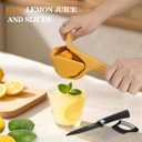 Lemon Squeezer, Lemon Juicer, Flat Lime Squeezer Manual, Hand Juicer Press, Lemons Slicer and Paring Knife, Easy to Use Fruit Citrus Press for Lemons, Citrus, Lime, Orange (Yellow)
