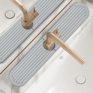 Stone Faucet Mat for Kitchen Sink, 2 Set/4PCS Quick Dry Diatomaceous Earth Stone Tray, Water Absorbing Stone Mat for Kitchen & Bathroom Counter, Sink Protectors Accessories (23.6"x3.9")