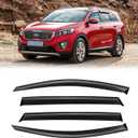 Window Visor for 2016-2020 Kia Sorento, Out-Channel Rain Guards Shields Vent Deflector Shade Wind Dark Smoke Ventshade Ventvisor for 16-20 Sorento 2017 2018 2019 16 17 18 19 20, Outside-Mount, 4PCS