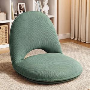 Xuhal Floor Chair with Back Support Adjustable 5 Foldable Position Floor Seat Thick Padded Tatami Seat Flexible Bleacher Recliner for Living Room Beach Bedroom Adults Meditation Reading Gaming(Green)