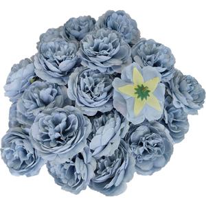 Grayish Blue Rose Flowers Artificial for Decoration,3.3'' Blue Silk Flower Heads,40 Pcs Grey Blue Rose Flowers, Silk Rose Heads Bulk, Satin Rose Heads No Stem for DIY Flower Well, Crafts Bouquest