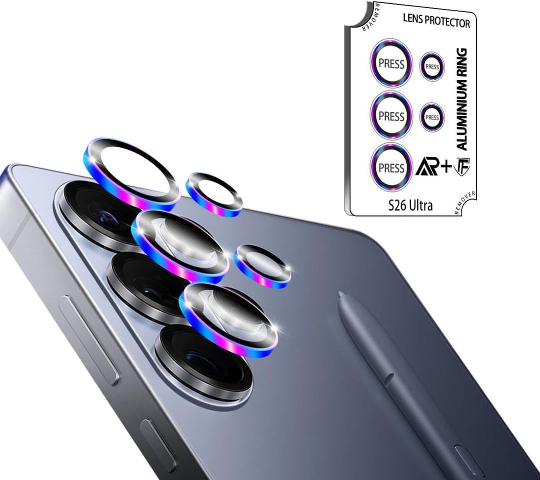 BIGFACE for Galaxy S26 Ultra Camera Lens Protector - 9H Tempered Glass & Metal Camera Cover - Durable Anti-Scratch, HD View w/Night Shoot(Colorful)