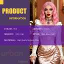 GUOJIAN Pink Bob Wig 14 Inch Short Wavy Curly Shoulder Length Wig for Women Middle Part Natural Looking Heat Resistant Synthetic Wigs for Daily Party Use