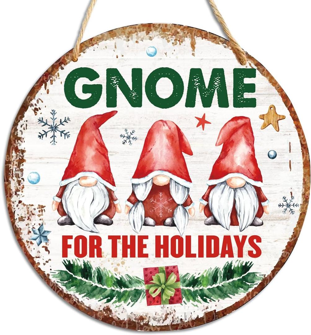 Merry Christmas Indoor Door Wall Hanging Decor,Gnome For The Holidays Hanging Plaque Sign For Xmas Front Door Indoor Porch Wall Decorations
