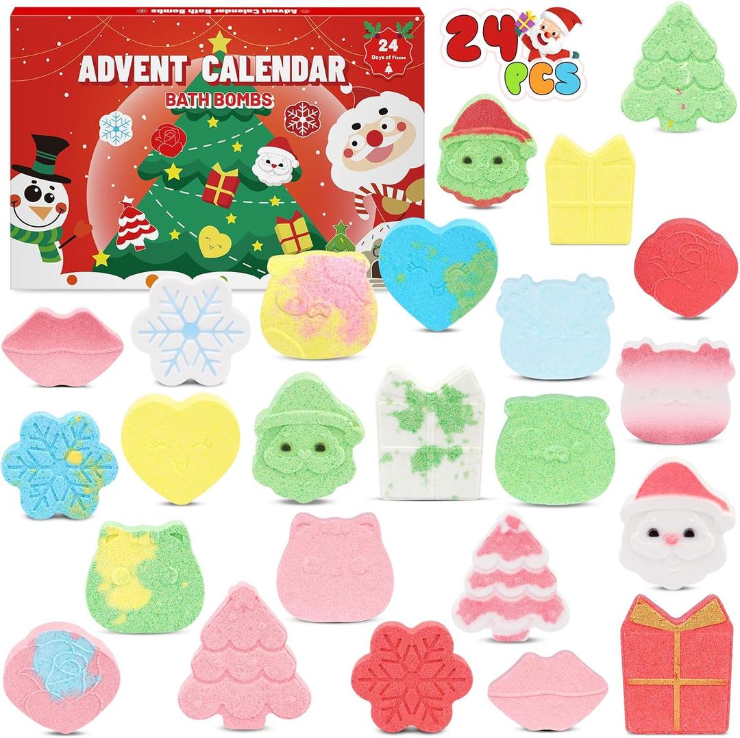 Bath Bomb Advent Calendar 2025,Bath Bombs for 24 Days Christmas Countdown,Bath Bomb Gift Set Christmas Gifts,Women Bubble Bath