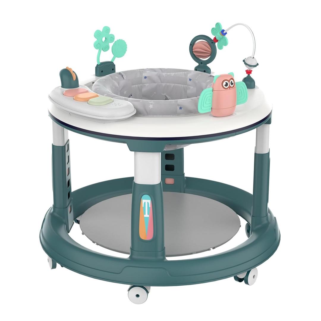 Baby Walker, 5 in 1 Baby Walkers for Boys Girls 6-12 Months, Foldable Baby Walker with Wheels with Bouncer & Learning Mode, Music, Adjustable Heights