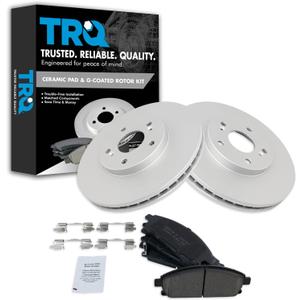 TRQ Front Brake Pad and Rotor Set Ceramic G Coated Vented Rotors Compatible with 2006-2006 Acura MDX