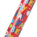 American Greetings 175 sq. ft. Reversible Wrapping Paper, for Birthdays, Happy Birthday Lettering and Stars (1 Jumbo Roll, 30 in. x 70 ft.)