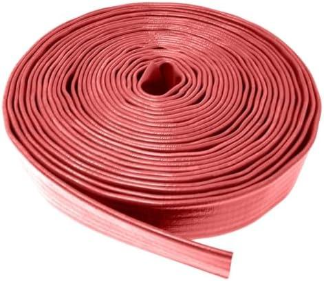 Gloxco 2" Red Heavy Duty Lay Flat Hose for Discharge or Backwash Water Transfer Applications, Reinforced PVC, 100' Length