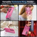 Hocase for Samsung Galaxy S25 Case, with Ring Stand [Magnetic Wireless Charging Supported] [Military Grade Protection] Slim Shockproof Translucent Protective Phone Case - Hot Pink