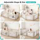 Doradotey Adjustable Baby Playpen with Adult Door, Foldable Large Playpen for Babies and Toddlers, Breathable Mesh Indoor Baby Playard, Safe Fence, 59 x 59 Inch, Khaki