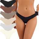 No Show Underwear Women Soft Seamless Bikini Panties Invisibles Breathable V Cut Cheeky 6 Pack (Small, Brown)