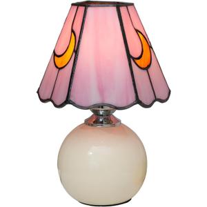 Tiffany Style Stained Glass Mushroom Table Lamp, Cute Small Bedside Night Light for Bedroom Living Room, Unique Aesthetic Home Decor Gift for Girls Women Birthday (Pink)