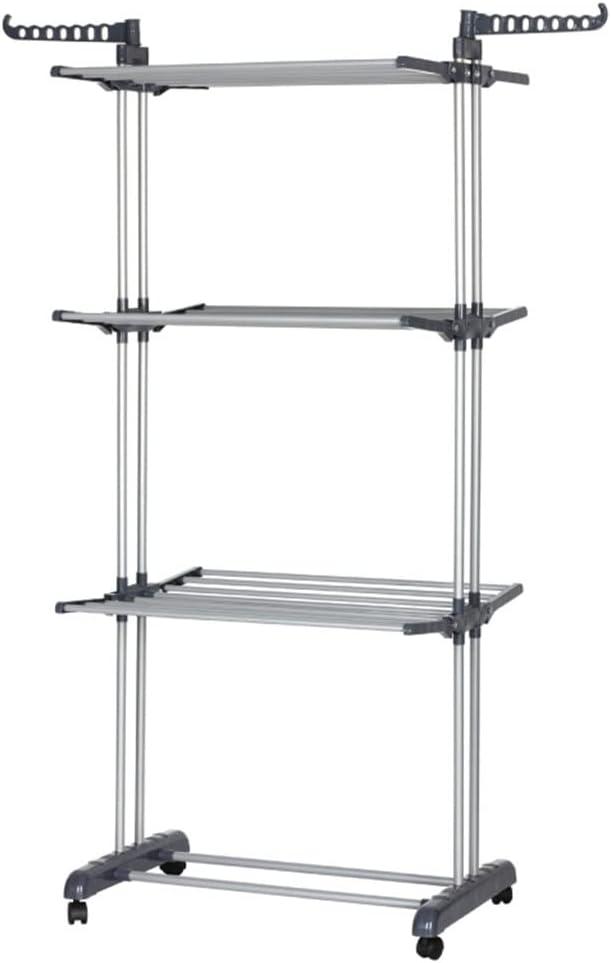 Foldable Clothes Drying Rack Three-Layer Storage Clothing Organizer Cloth Hanger for Indoor Outdoor Balcony