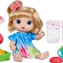 Baby Alive Fruity Sips Doll, Apple, Toys for 3 Year Old Girls, 12-inch Baby Doll Set, Drinks & Wets, Pretend Juicer, Kids 3 and Up, Blonde Hair