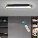 Tioolo Dimmable LED Ceiling Lights Modern Acrylic Linear LED Ceiling Lamp 2.3FT Semi Flush Mount Wraparound Shape Lighting Fixture with Remote Control for Kitchen Dining Living Room (36W/3000-6500K) (Black+Gold/36W)