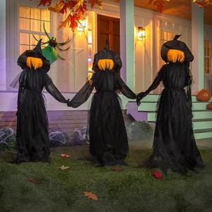Evergreen Set of 3 LED Halloween Black Witches with Hats Stakes | 4 Feet Tall | Outdoor Safe | Weatherproof Battery Operated | Spooky Garden Statue Decoration Grass Lawn or Patio