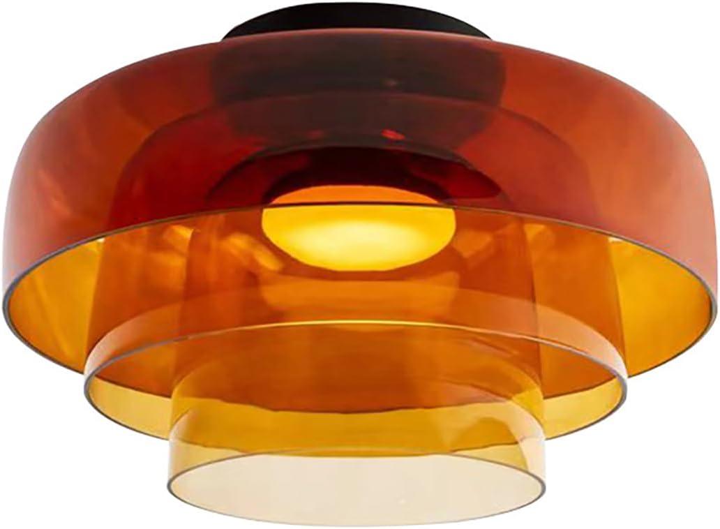 Flush Mount Ceiling Lamps Orange Glass Chandelier Lighting Black Mid Century Ceiling Lights 16.5" Large Glass Ceiling Pendant Light for Bedroom Dining Room Hallway, Orange , 