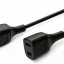 5FT Short Black Power Extension Cord Indoor Use with 125V 5A 625W 2-Prong 2 Outlets Ideal for Holiday Lights, Lamps, Security Cameras, Appliance (1 Pack)