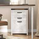 Farmhouse File Cabinet with 3 Drawers for Home Office, White and Brown