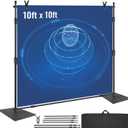 VEVOR 10ft x10ft Pipe and Drape Kit, Heavy Duty Backdrop Stand with Carbon Steel Base, Adjustable Backdrop Support with 2 Clamps and A Carry Bag for Wedding, Party, Event, Photography and Exhibition