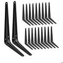 Heavy Duty Black Iron Metal Floating Shelf Bracket, Rustic Farmhouse Decorative L Brackets for Shelves, Wall Mount Corner Brace for Wood Boards