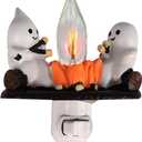 Ghost Campfire Flickering Night Light, Ghosts Campfire Flicker Flame Halloween Nightlight, Plug-in Campfire Night Light LEDNightlight,Halloween Room Decorations,Halloween Gifts for Family/Friends/Kids