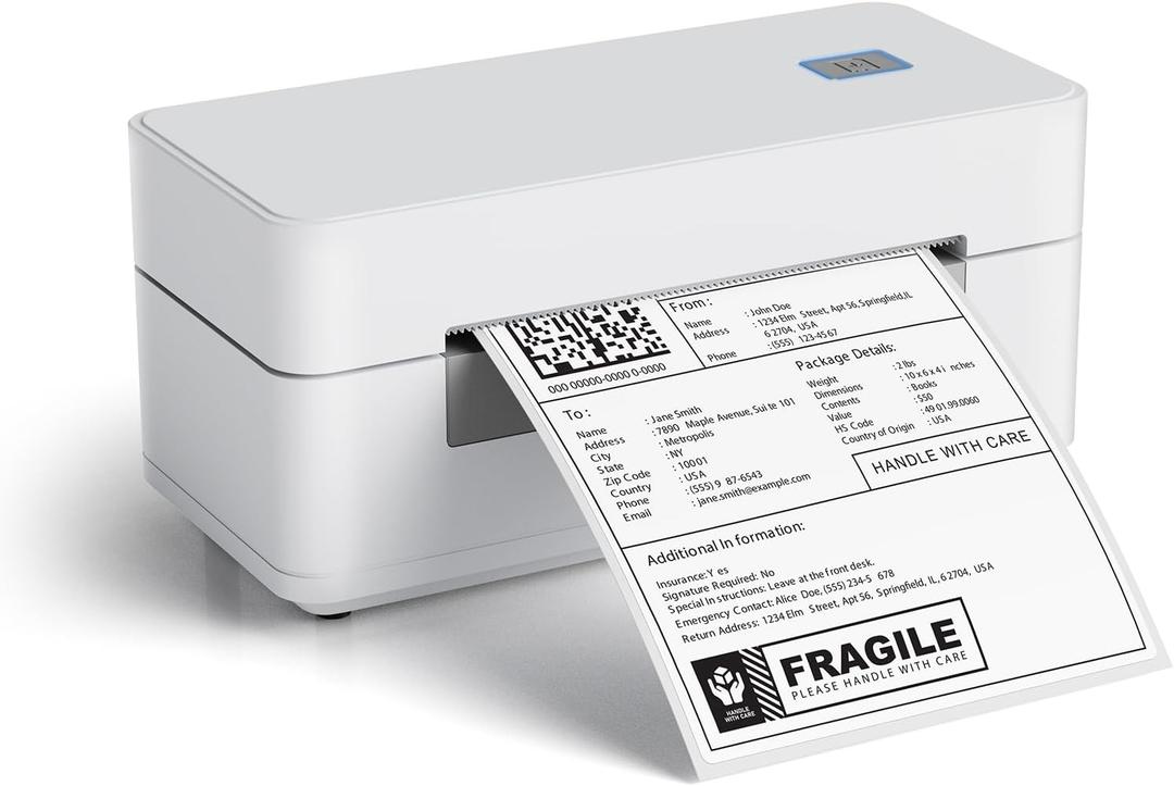 Bluetooth Thermal Shipping Label Printer 4x6 Wireless Direct Thermal Label Machine Small Business High Speed Portable Maker Compatible with Android, iOS & Windows for Ebay Shopify USPS