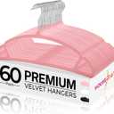 HOUSE DAY Pink Velvet Hangers 60 Pack, Luxury Felt Hangers Non Slip Space Saving Pink Clothes Hanger Heavy Duty Coat Hanger, No Shoulder Bump Focked with 360 Swivel Hook for Closet