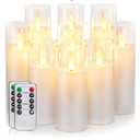 Homemory Pure White Acrylic Flameless Candles, LED Candles, Battery Operated Candles with Remote Control and Timer, Fake Electric Candle, Wedding, Home Decor, Set of 9