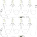 2 Pack Accessory Cord with 4LED Bulb, 8.8ft Christmas Village Lights with Switch and 2 Fuse, C7 Light Cord Christmas Village Accessories for Halloween Pumpkin, Blow Mold, Xmas Village House