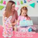 Light up Easter Bunny Decor Glowing Tree, Cute Ceramic Easter Tree Bunny Decorations for The Home Indoor Bedroom Office Decor Tabletop,Night Light for Kids Gifts (Pink)