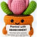3 x Funny Coworker Leaving Gift  Crochet Succulent Plush with Humor Message  Farewell Gift for Women Who Are Quitting, Burned Out, or Betrayed, Supportive Decor for Divorce, Heartbreak,Goodbye, Breakup