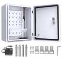 Outdoor Electrical Box with Thermostat and Fan, Precise Temperature Control 0.1F, IP65 Water Resistant Rating, Galvanized Steel(15.7" x 13" x 7.1")