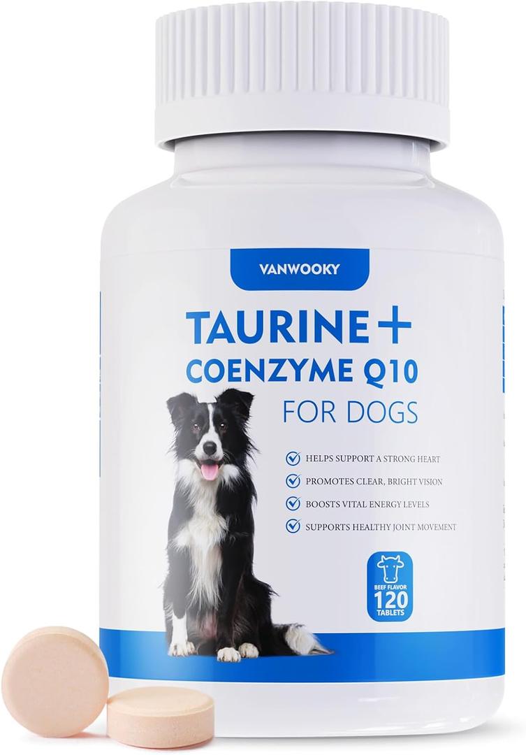 Taurine for Dogs with CoQ10, Heart Support, Beef Flavor, 120 Count
