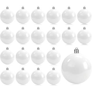 20 Pcs Christmas Ball Ornaments 4 Inch UV Resistant and Waterproof Shatterproof Shiny Plastic Christmas Tree Hanging Ornaments Decoration for Indoor Outdoor Holiday Party(Glossy White)