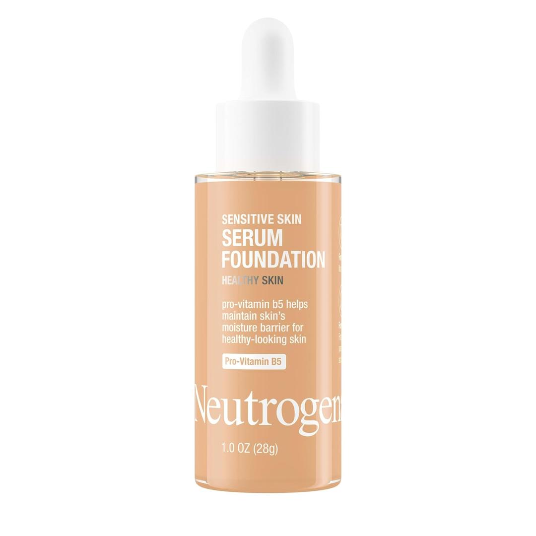 Neutrogena Healthy Skin Sensitive Skin Serum Foundation with Pro-Vitamin B5, Color Correcting & Pore Minimizing Liquid Foundation & Face Serum, Buildable Coverage, Medium 01, 1 oz (1 Ounce (Pack of 1))