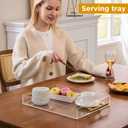 11"x14" Clear Acrylic Serving Tray with Golden Handles, Sturdy Huge Capacity Acrylic Tray for Coffee, Juice, Kitchen and Desk Organizer (11"x14")