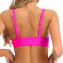 Womens Underwire Push Up Bikini Top Adjustable Wide Straps Cropped Tankini Swimsuit Top Only (Pink, L)