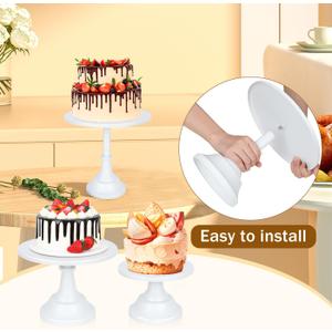 3PCS Cake Stand Set, White Metal Cake Stands for Party, Dessert Table Display Set, 3 Size Round Cake Pedestal Stand, Dessert Holders for Weddings, Birthday, Baby Shower